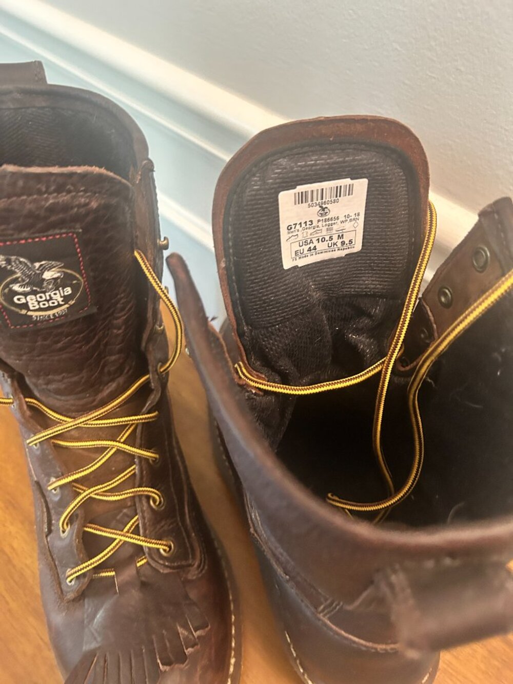Georgia Boot Leather Logging Boots Mens brown G7113 - Picture 7 of 8